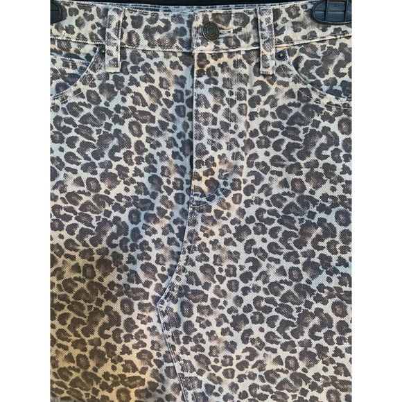 Free People Cotton Cheetah/Leopard Printed Bailey Denim Mini Skirt Size 26 New - Picture 5 of 12